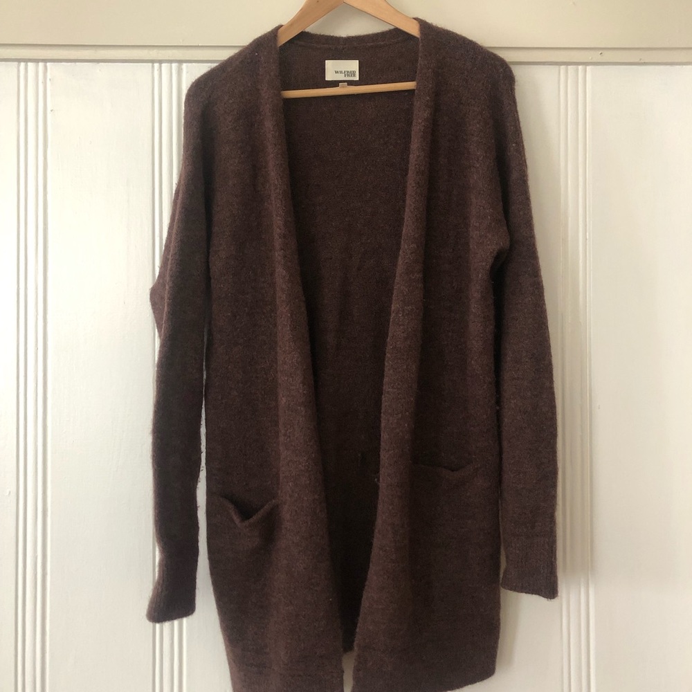 Wilfred Free // Aritzia long brown cardigan